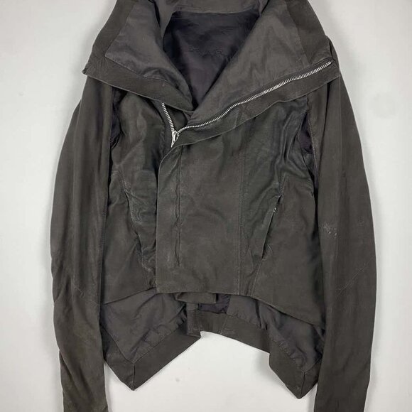 Rick Owens Asymmetrical Leather Jacket - Picture 2 of 10
